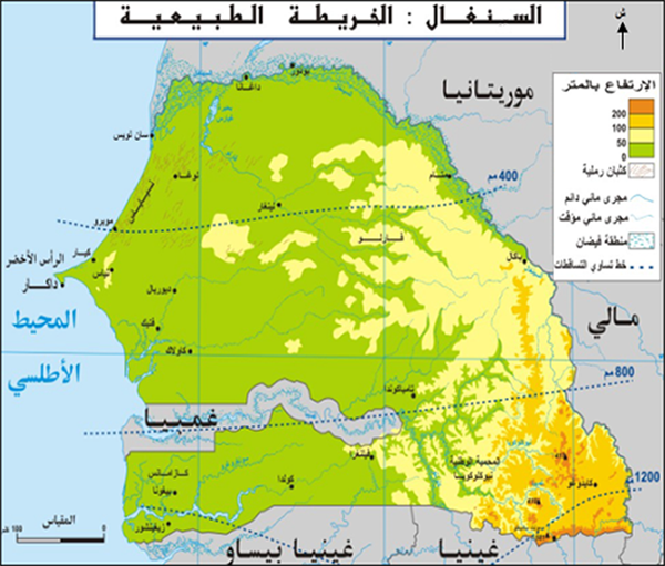 السنغال الخريطة الطبيعية
