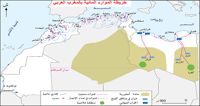 خريطة الموارد المائيّة بالمغرب العربي